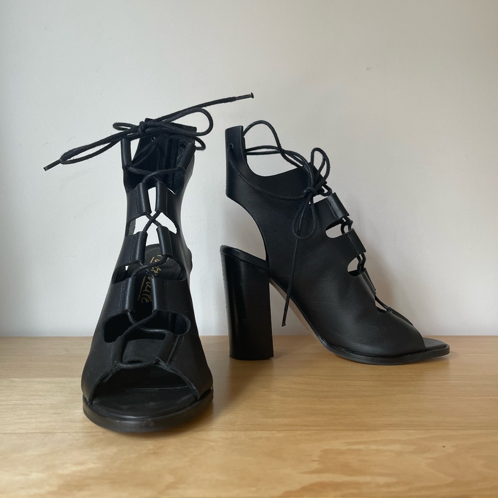Leather lace up sandals
